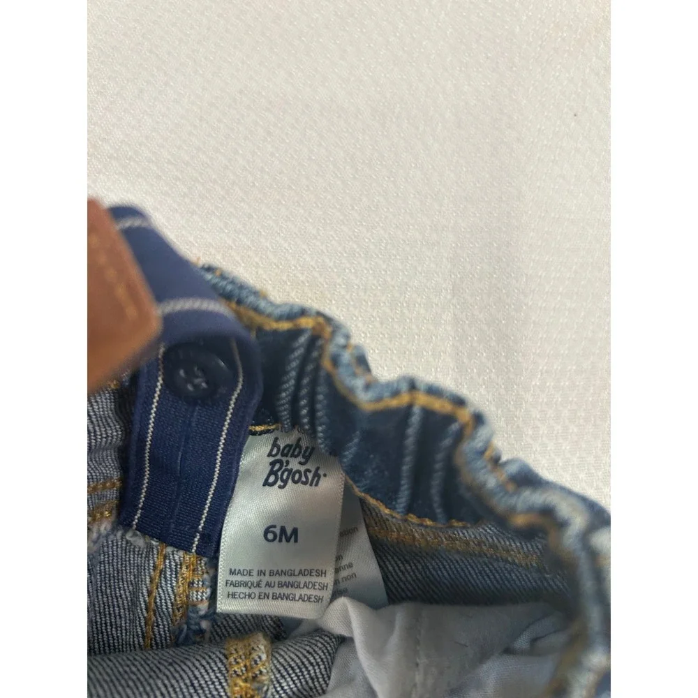 OshKosh B'gosh Suspender Jeans 6M Blue Striped Elastic Waist Baby Boys